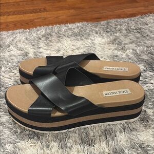 Steve Madden Black and Tan Platform Shoes